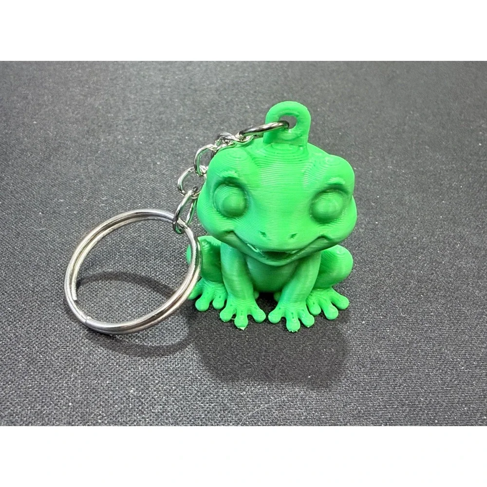 Green 3D Printed Frog Keychain Whimsical Animal Charm Bag Accessory